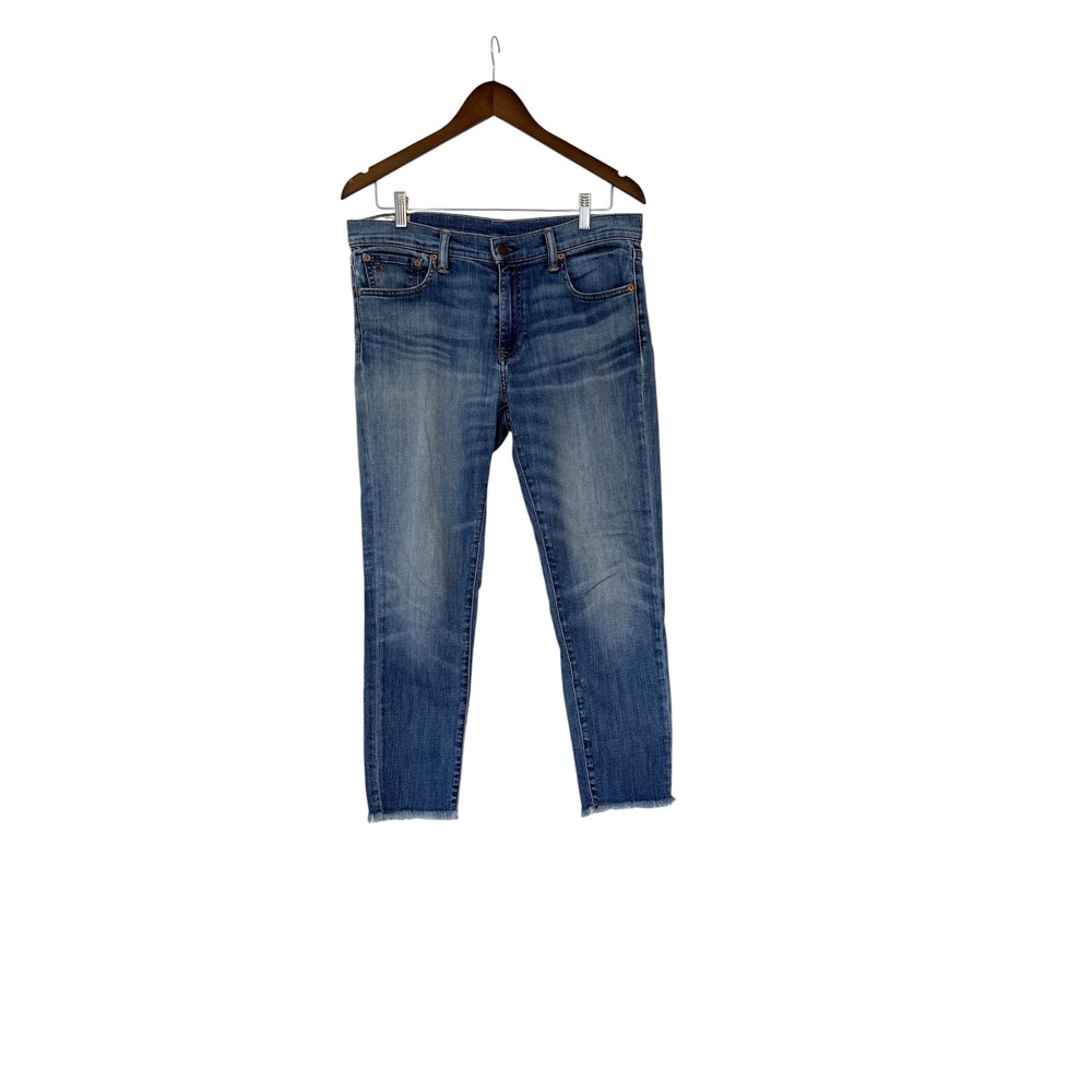 Polo Ralph Lauren Tompkins Skinny Crop Jeans Medium Wash Raw Hem Womens 31